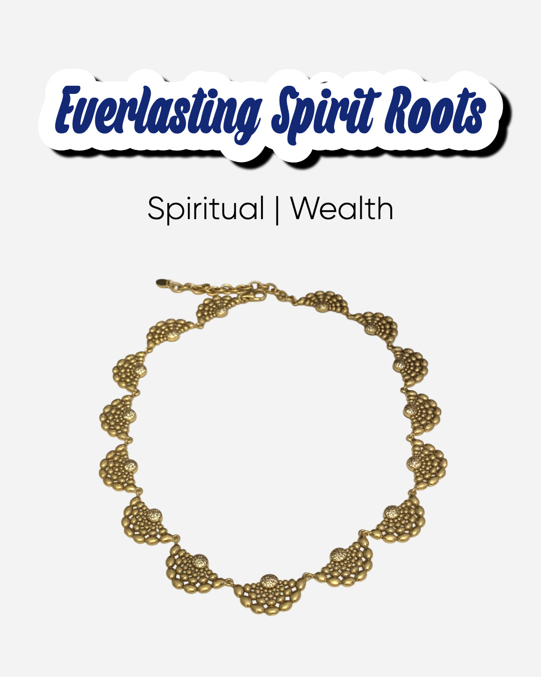 Brass plated with gold necklace in white background representing Spiritual and Wealth Power