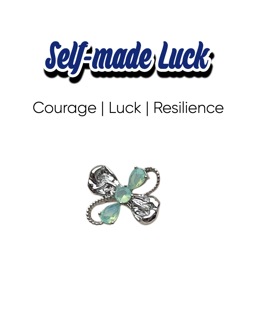 Fortune Power Green Acrylic Clover Ring
