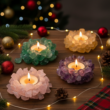 Natural Crystal Raw Stone Candle Holder 4pcs (Candle Not Included)