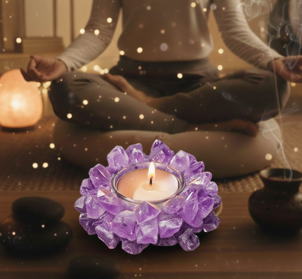 Natural Crystal Raw Stone Candle Holder 4pcs (Candle Not Included)