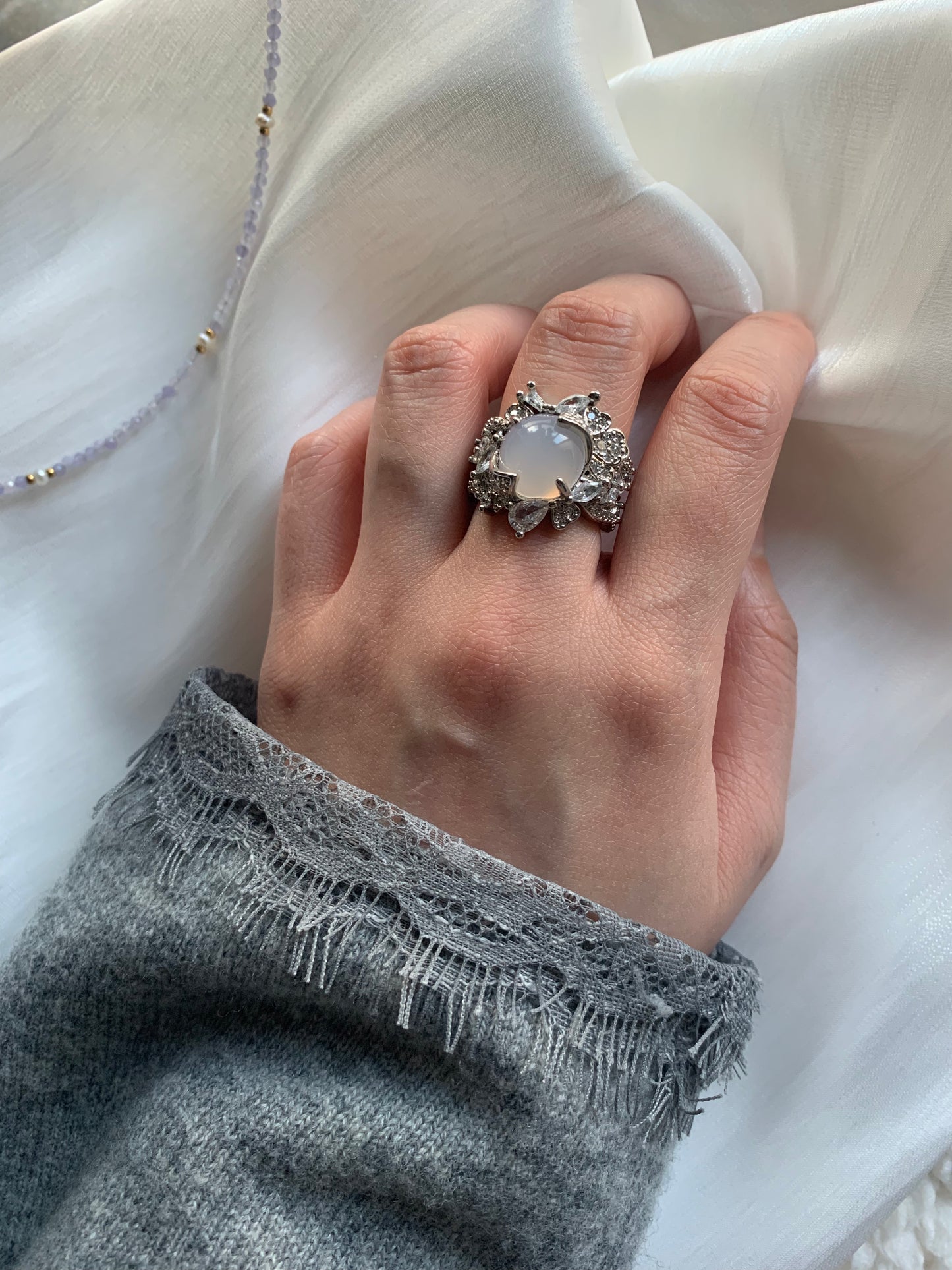 Spiritual Power White Jade Ring