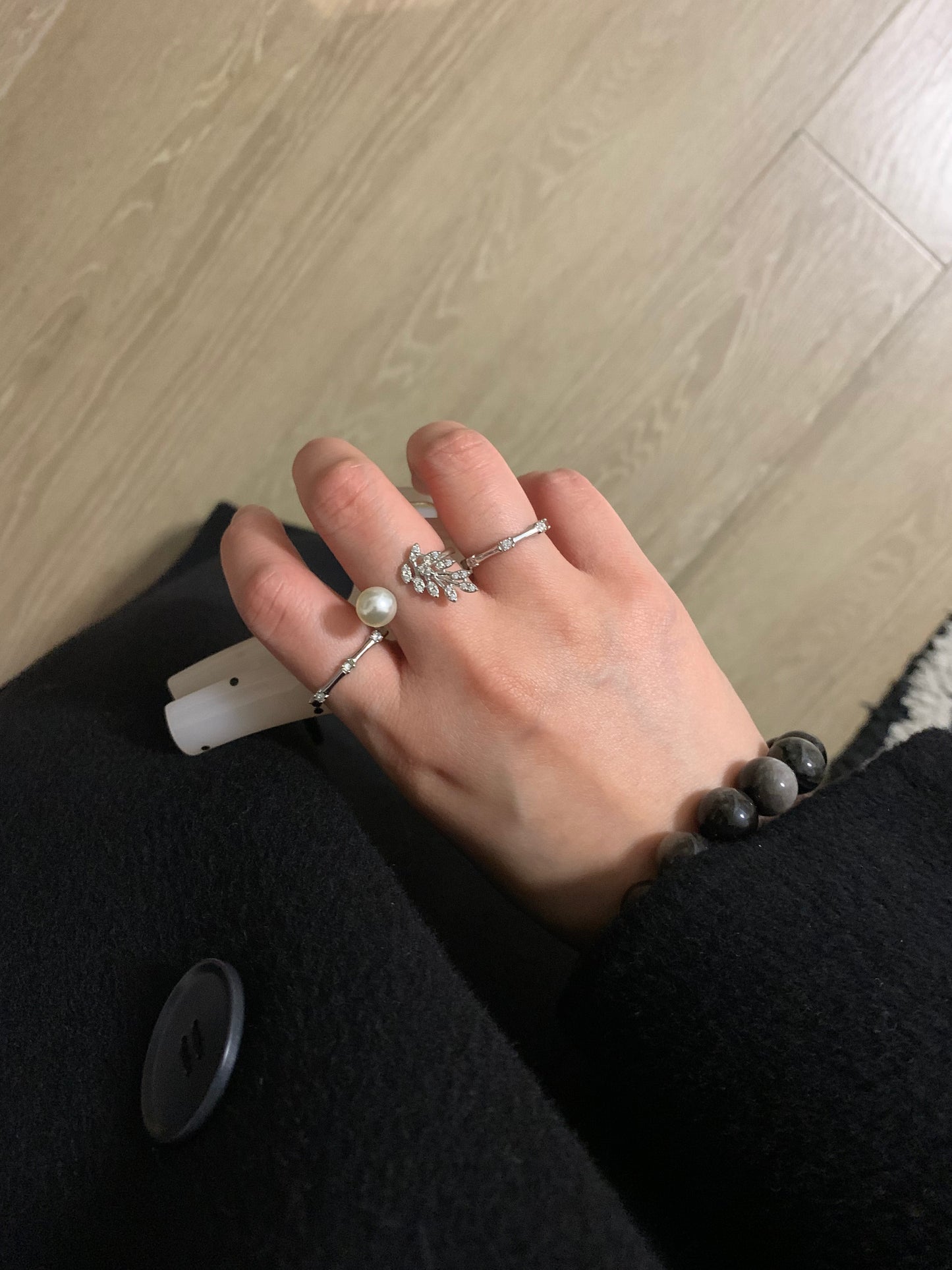 Harmony Power Peacock Feather Pearl Ring