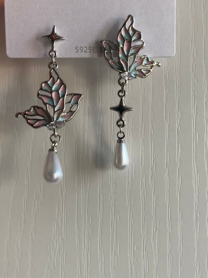 Dream Power Pearl & Butterfly Drop Earrings