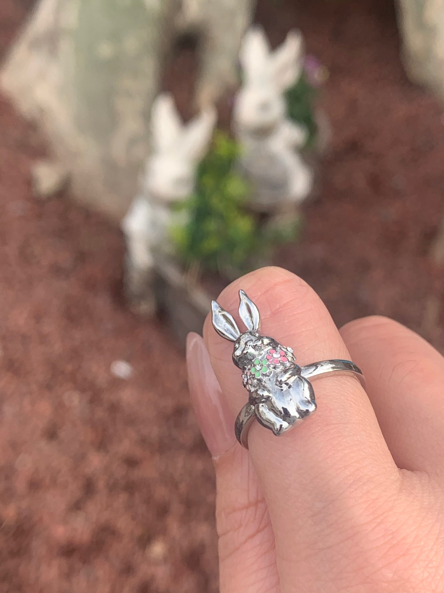 Hope Power Rabbit Floral Ring