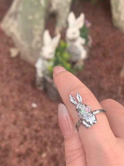Hope Power Rabbit Floral Ring