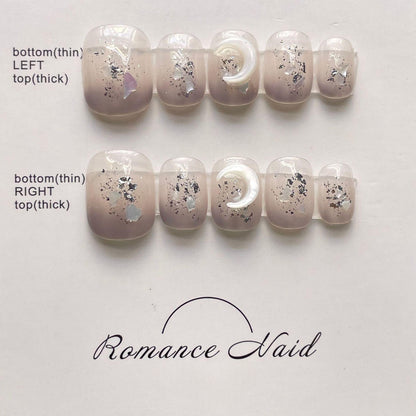 Joy Power Reusable Lunar Glow Short Press On Nails