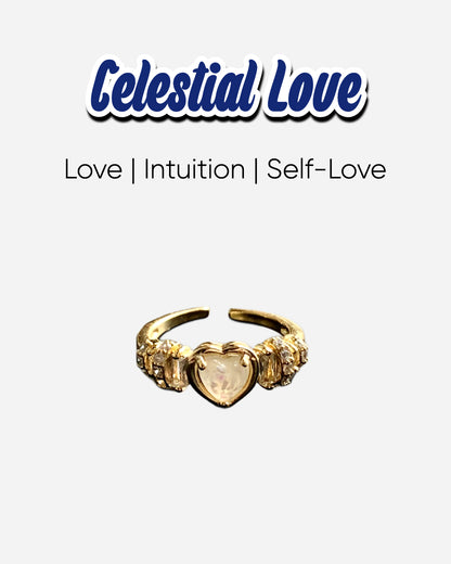 Celestial Love Moonstone Heart Ring