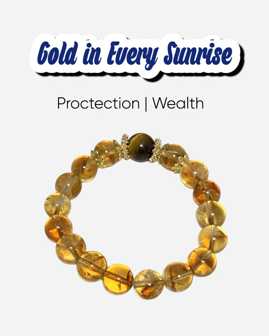 Beautiful bracelet symbolizing wealth and good fortune, inspired by the saying 'Gold in every sunrise'.