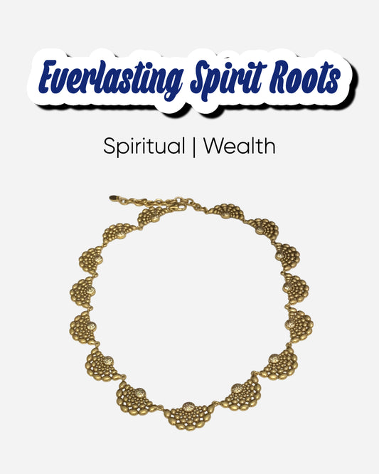Brass plated with gold necklace in white background representing Spiritual and Wealth Power