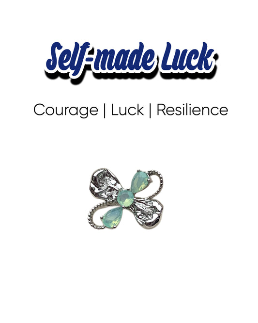 Fortune Power Green Acrylic Clover Ring