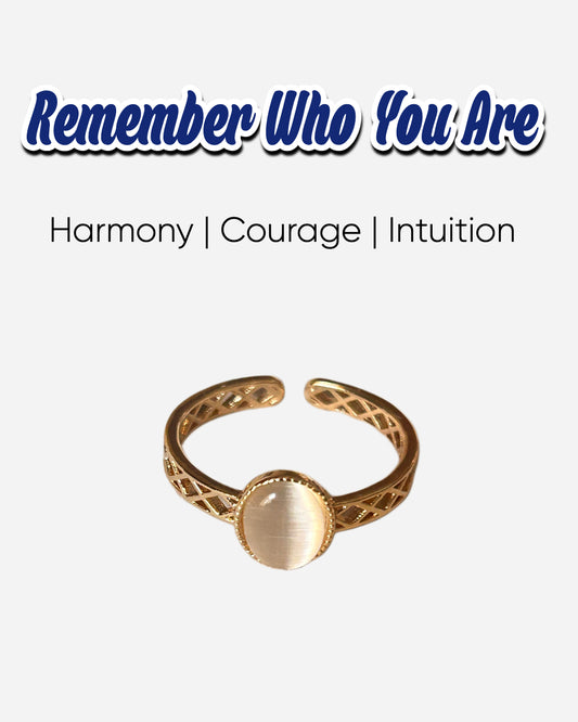 Harmony Cat Eye Ring in white gold, featuring a beautiful hollow design and a captivating cat eye stone.