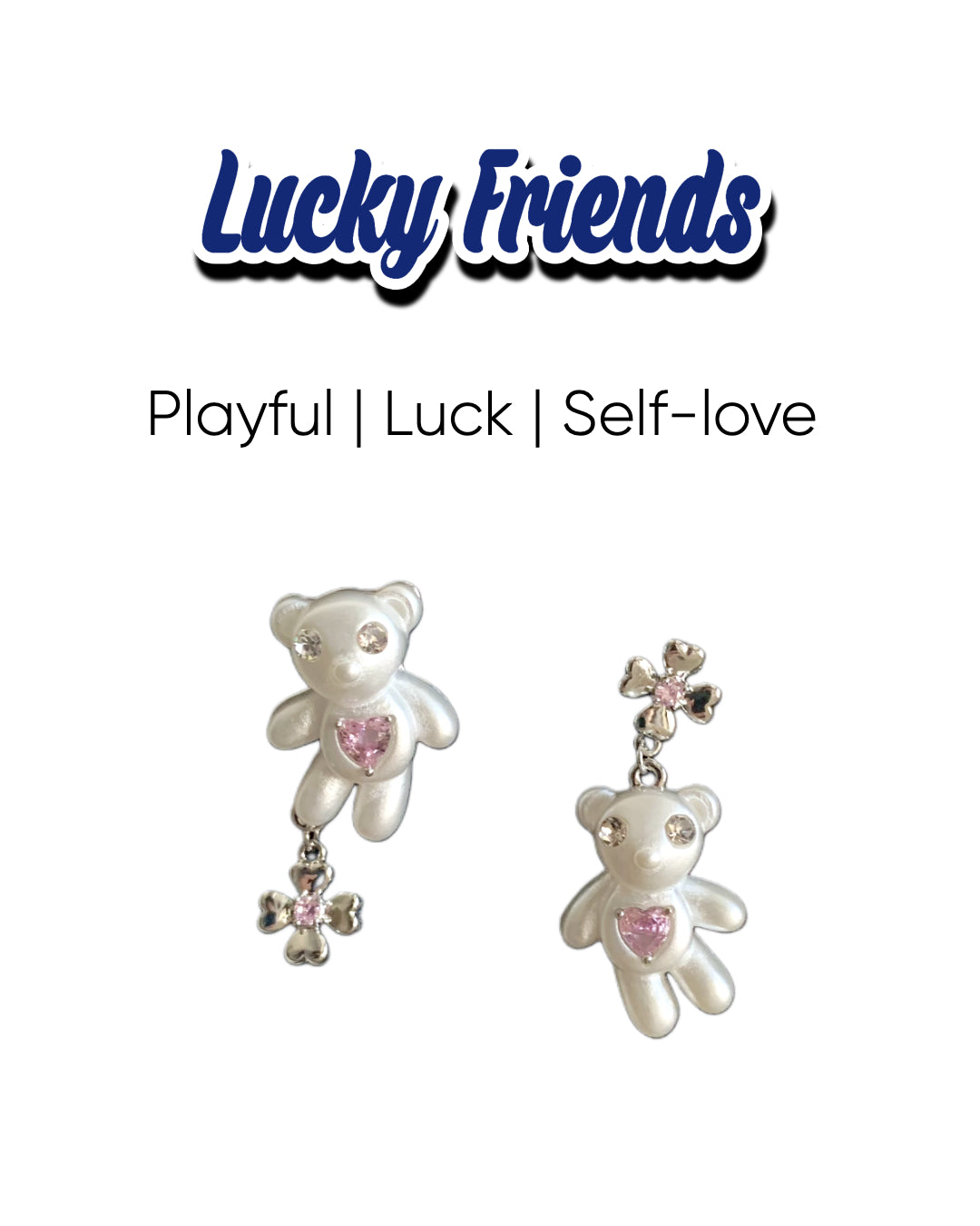 Joy Power Bear & Clover Earrings