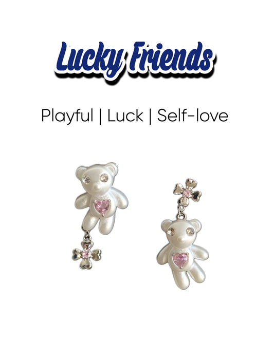 Joy Power Bear & Clover Earrings