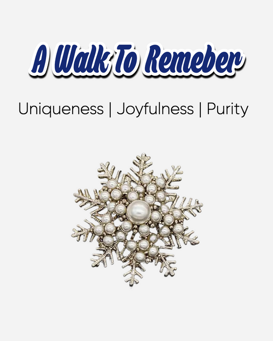 Front view of the Joy Power Pearl Snowflake Brooch featuring delicate pearl accents and intricate snowflake design.