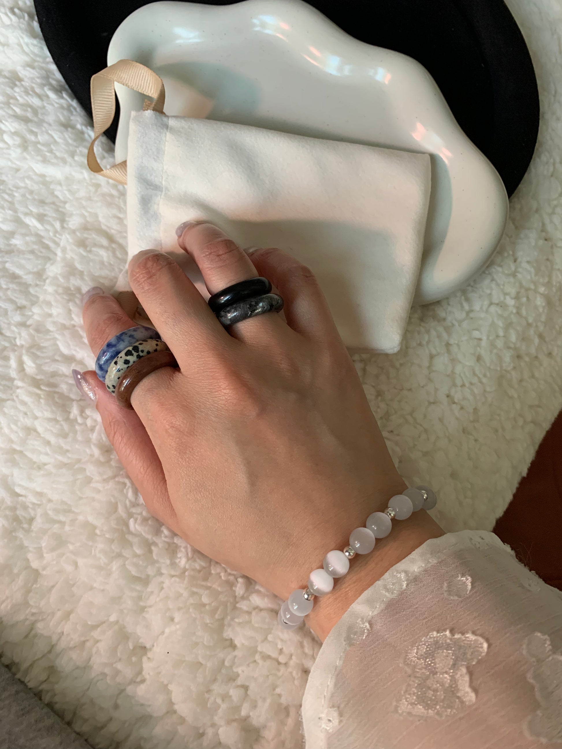 vibe picture of rings stack warm and chic bedroom background